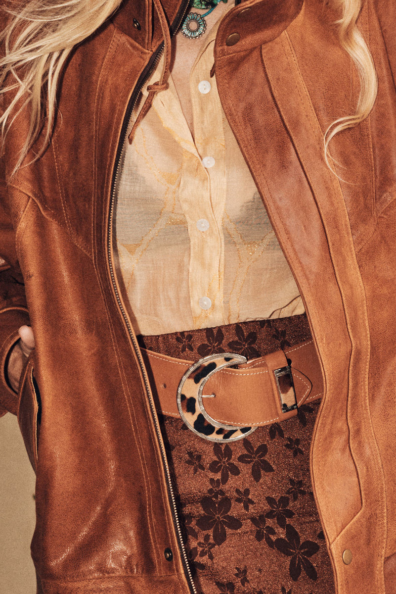 Strange Magic Leather & Leopard Cowhide Buckle Belt