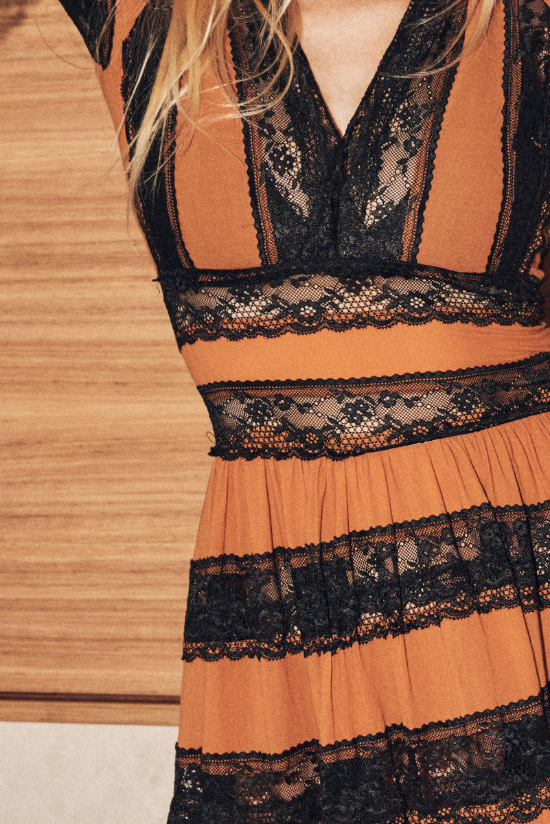 Love Hangover Cotton + Lace Maxi Dress - Golden Amber