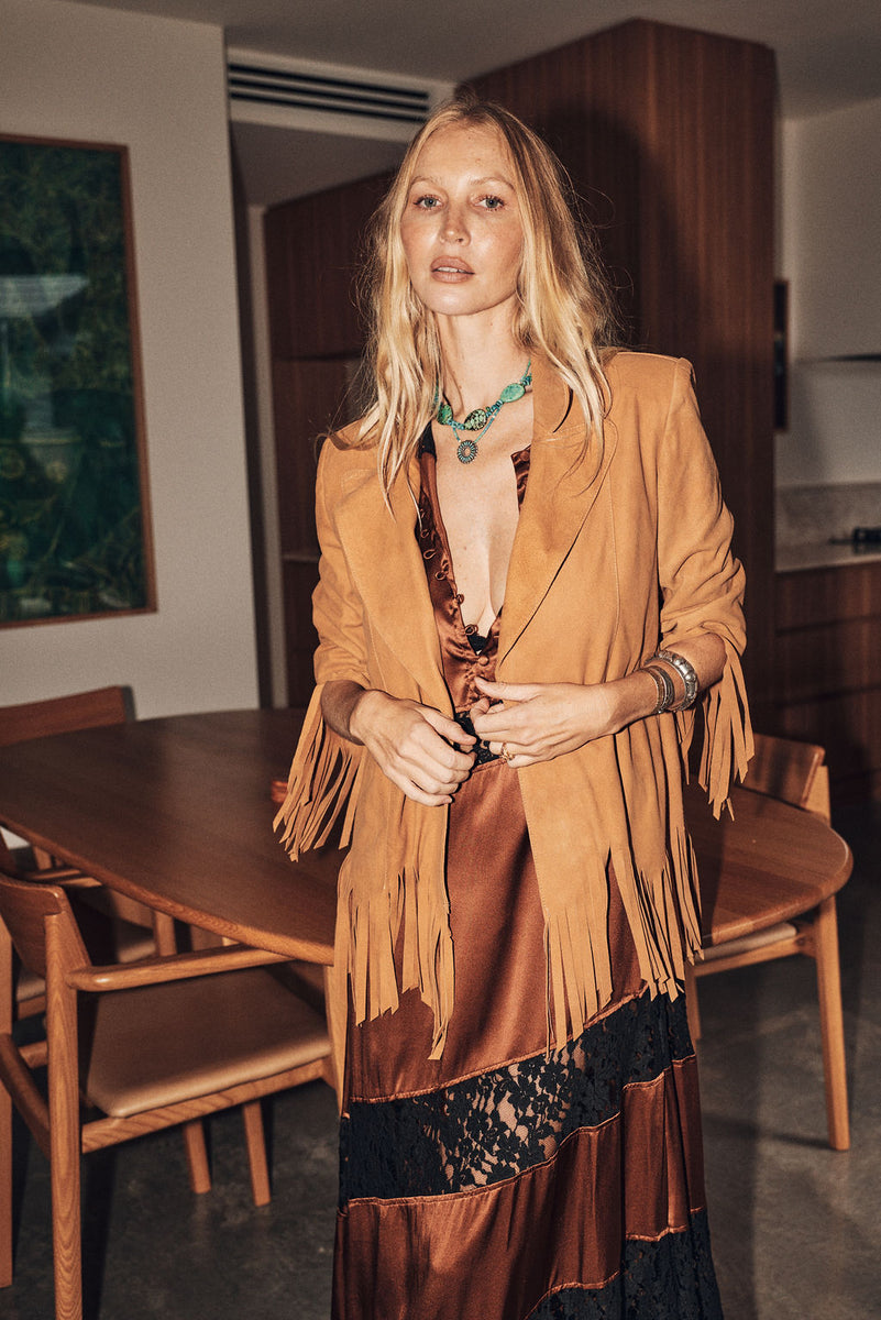 Lone Star Fringe Suede Jacket - Tan