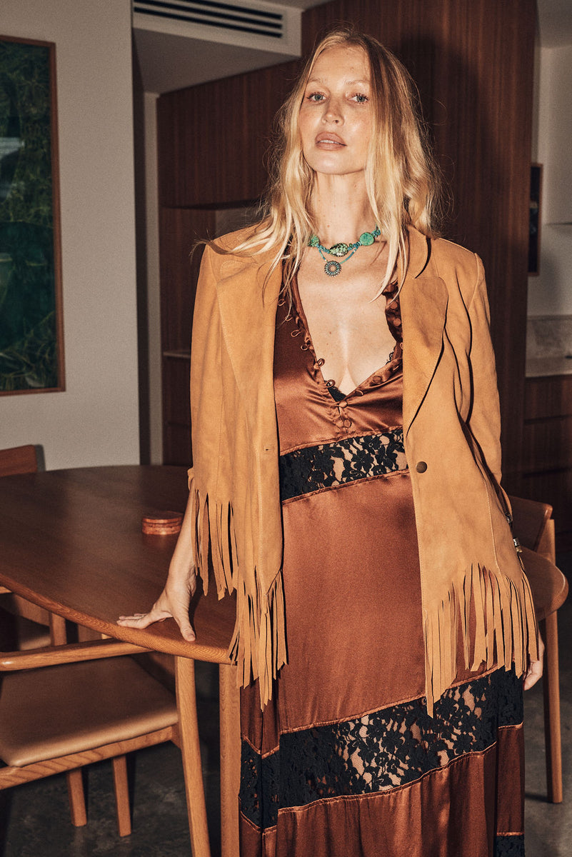Lone Star Fringe Suede Jacket - Tan