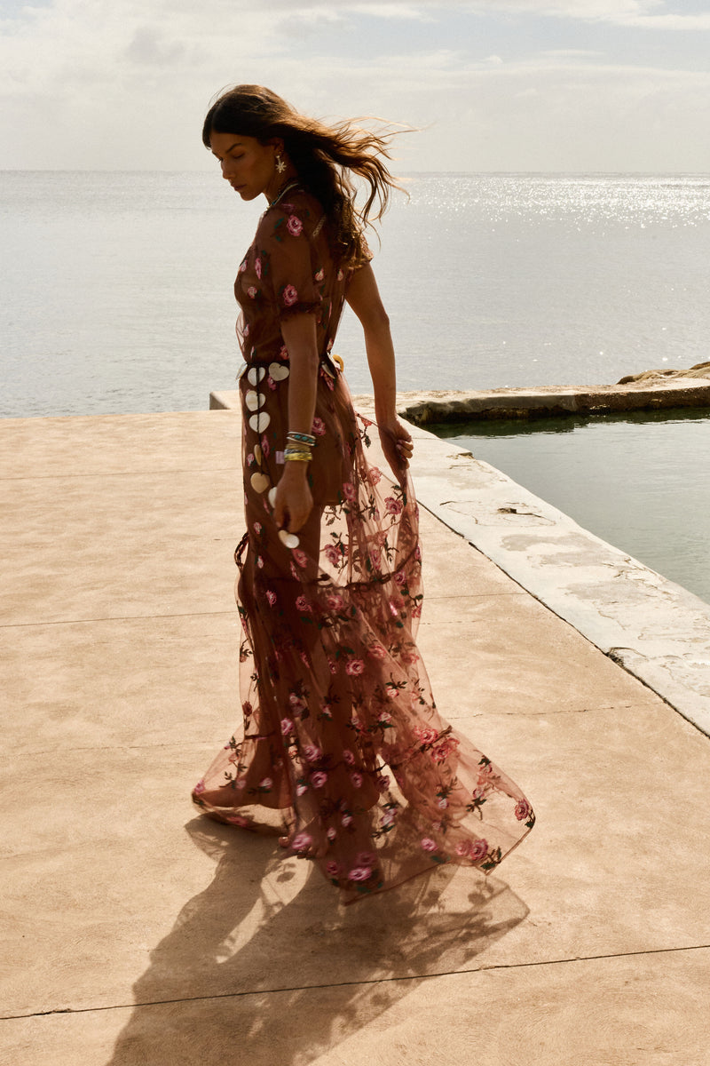 Last Night Tulle Embroidered Maxi Dress