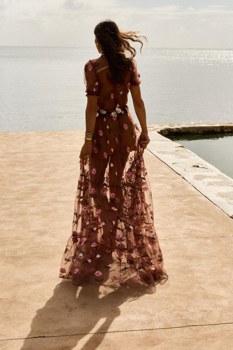 Last Night Tulle Embroidered Maxi Dress