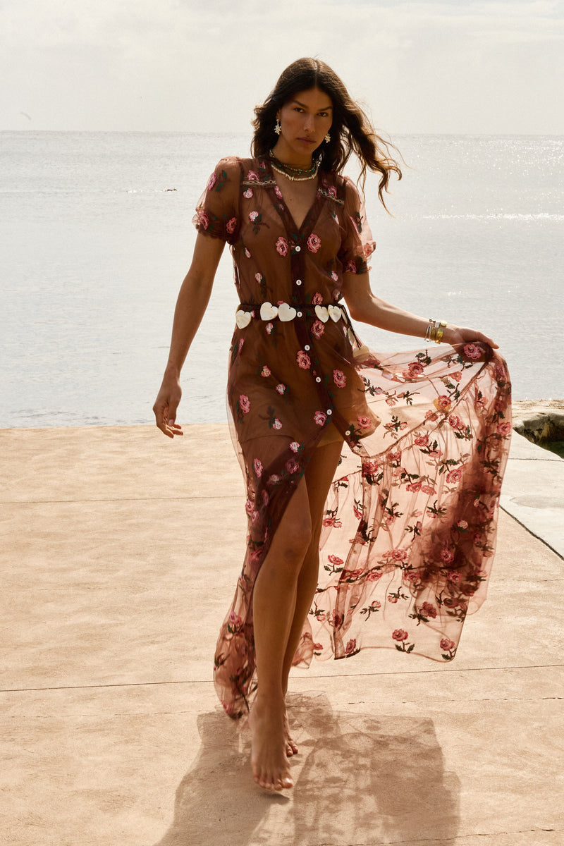 Last Night Tulle Embroidered Maxi Dress