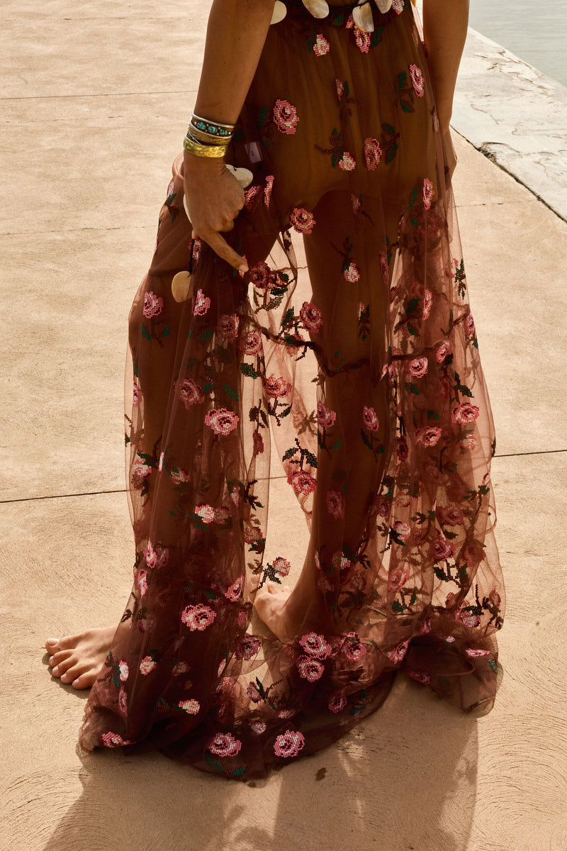 Last Night Tulle Embroidered Maxi Dress