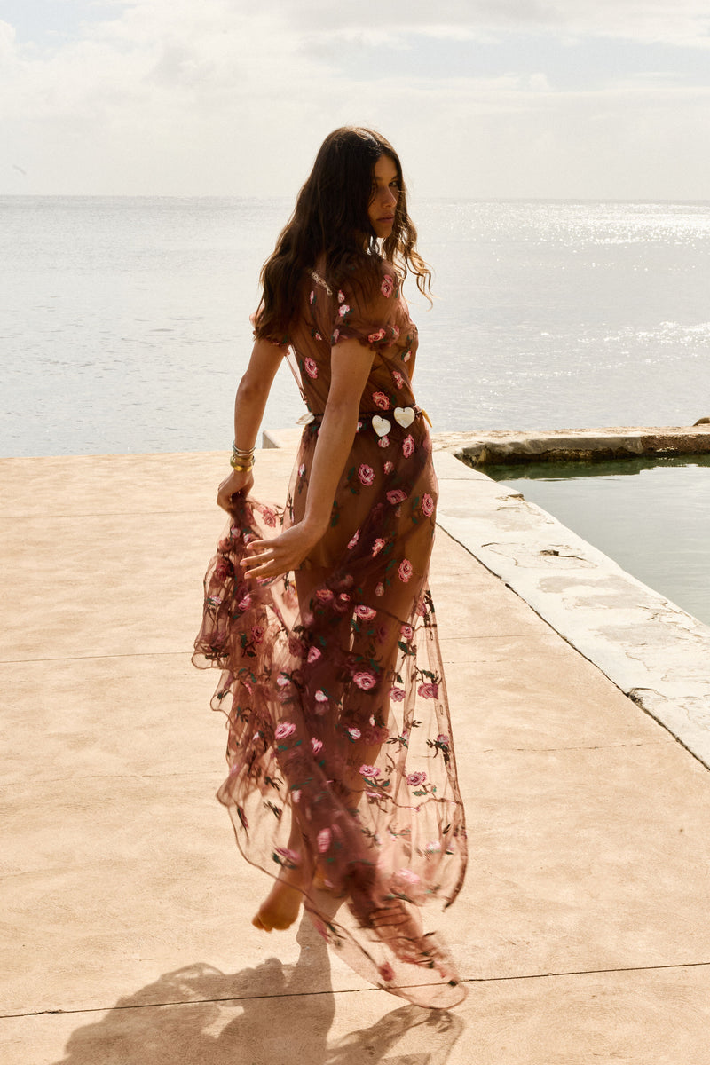 Last Night Tulle Embroidered Maxi Dress