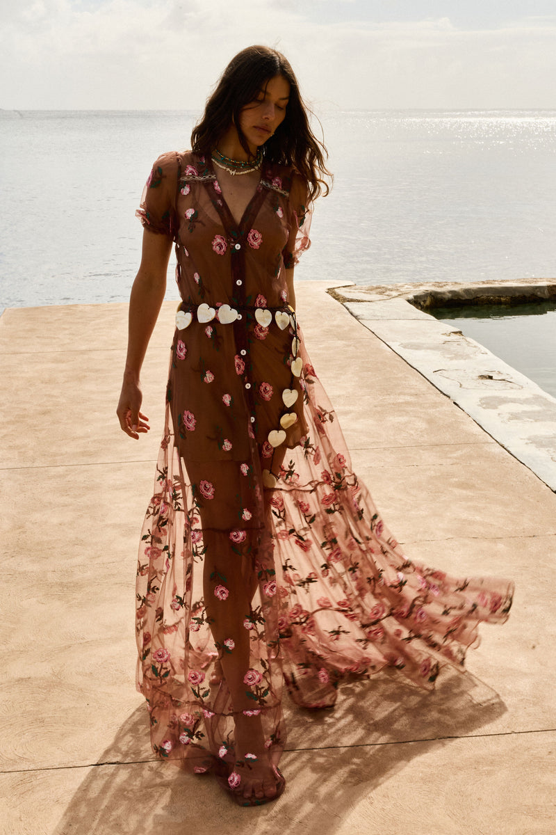 Last Night Tulle Embroidered Maxi Dress