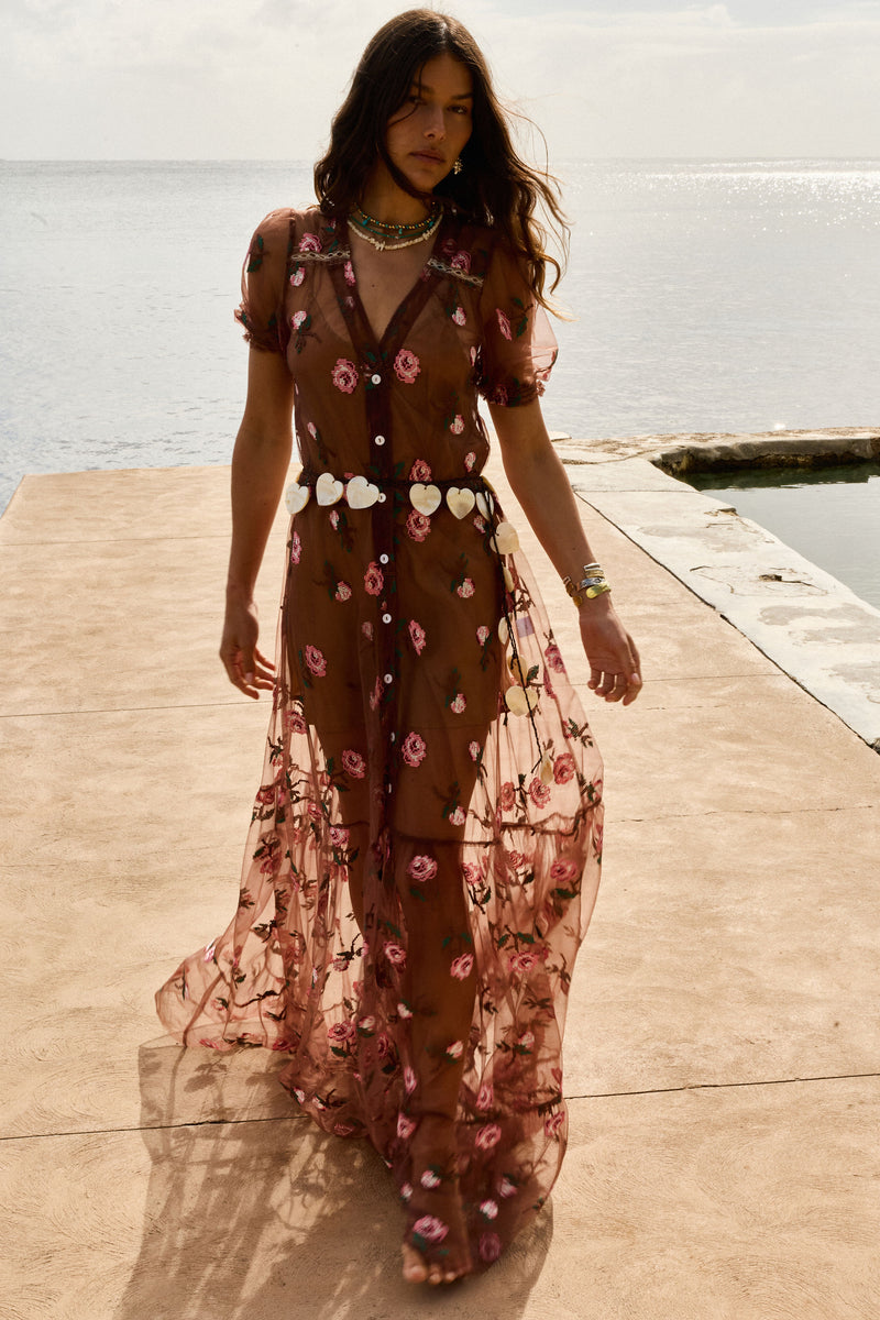 Last Night Tulle Embroidered Maxi Dress