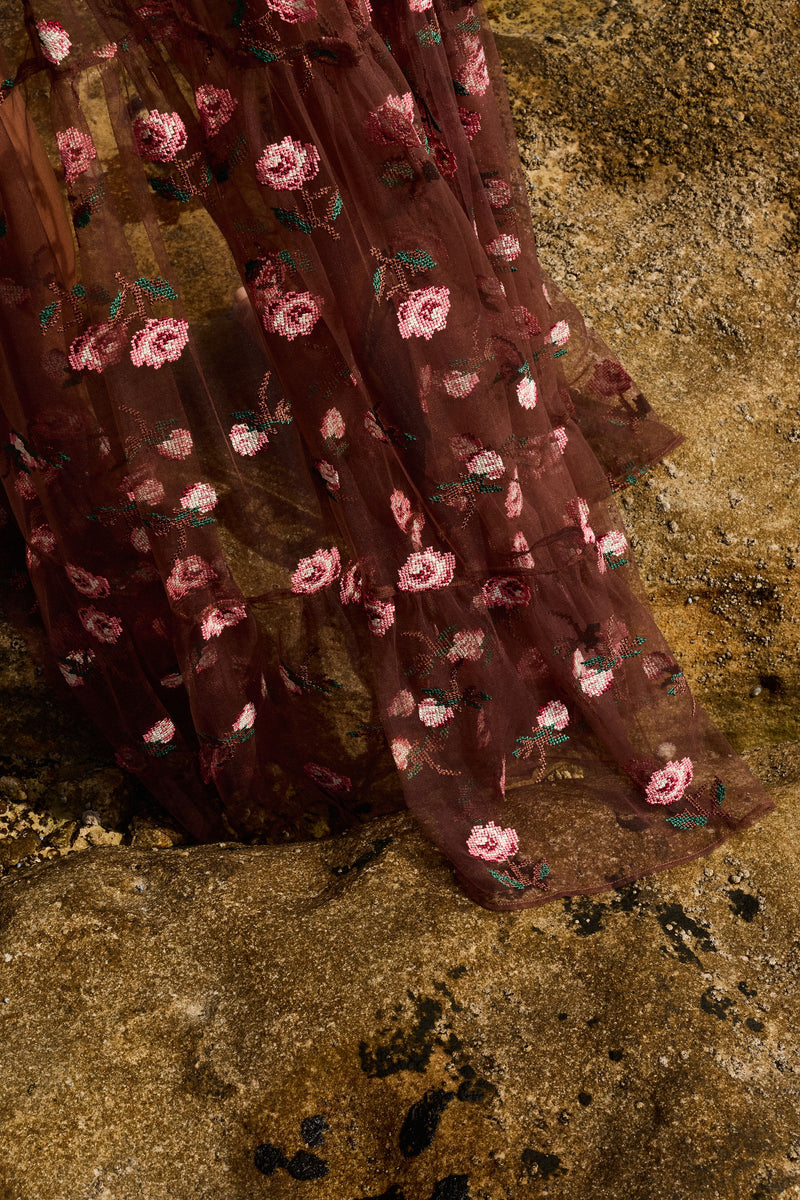 Last Night Tulle Embroidered Maxi Dress