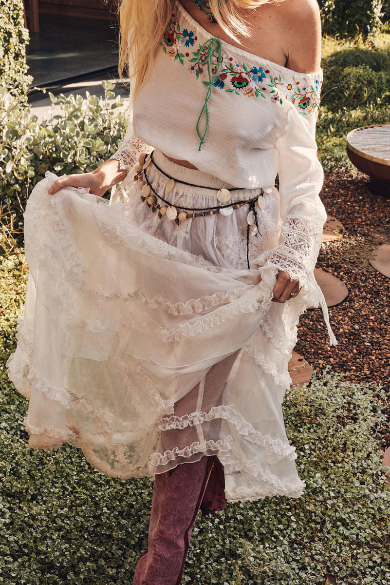 Sunshine Lace + Silk Skirt - Ivory