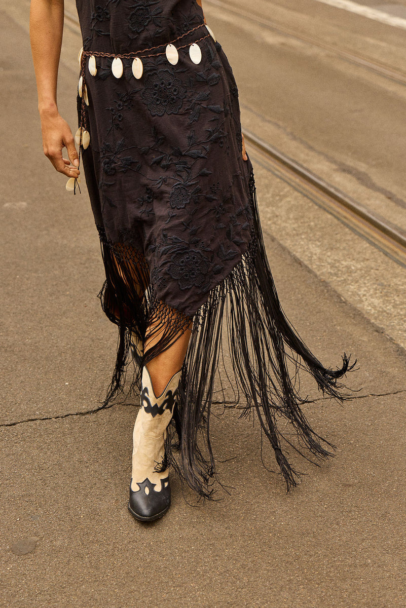 If They Come Lookin’ Leather + Suede Cowboy Boots - Bone