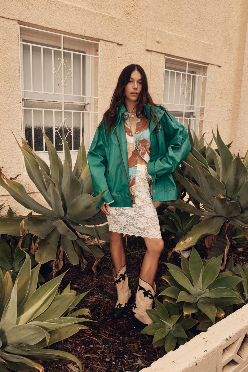 No Expectations Leather Jacket - Green