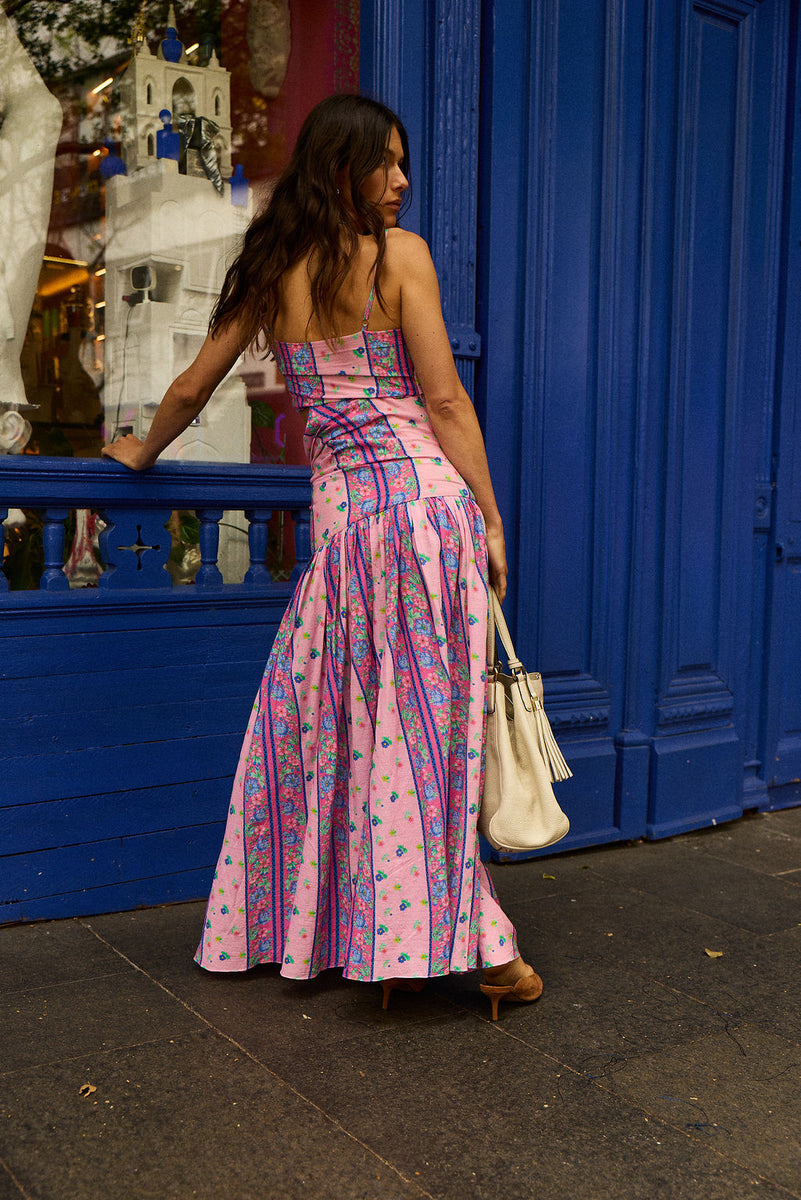 My Sweet Lady Cut Out Cotton Maxi Dress - Pink Garden