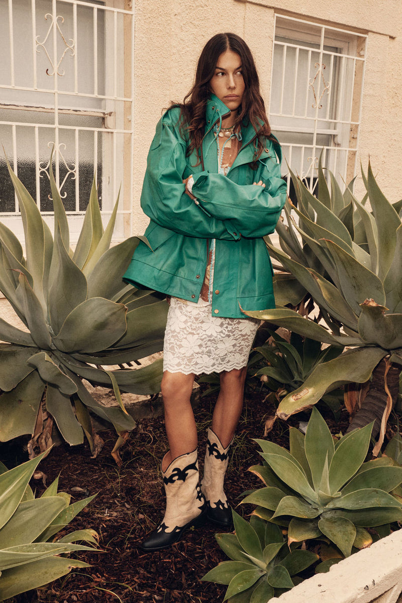 No Expectations Leather Jacket - Green