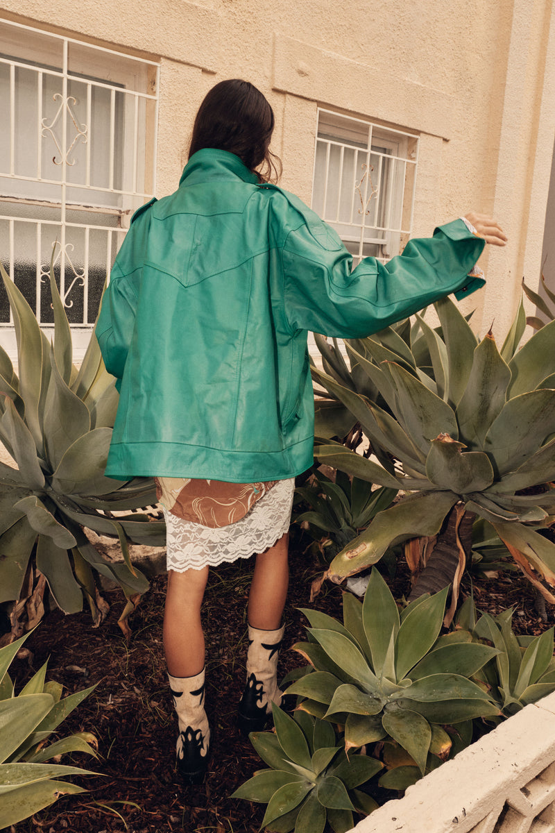 No Expectations Leather Jacket - Green