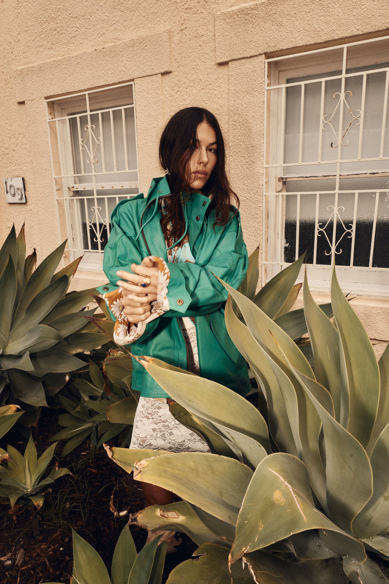 No Expectations Leather Jacket - Green