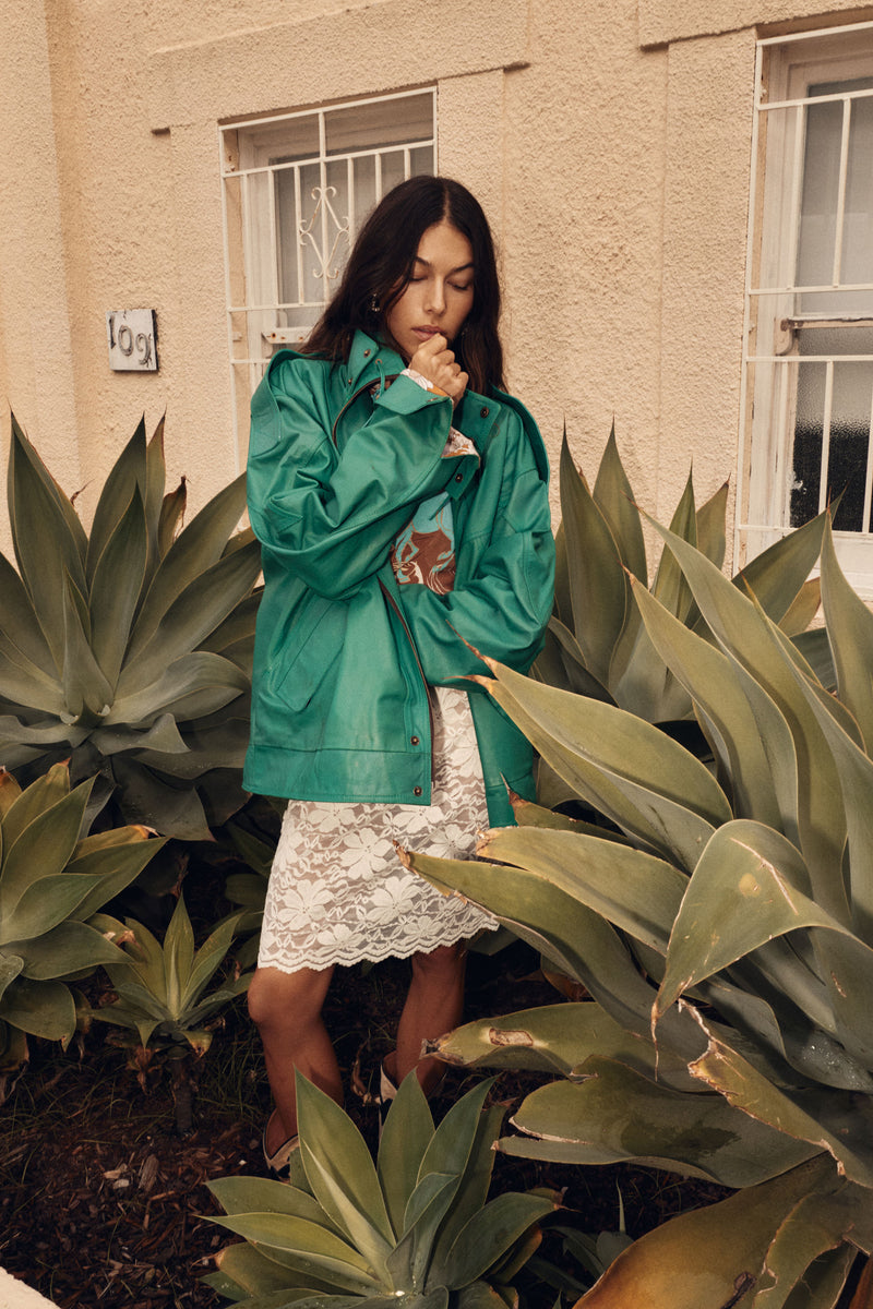 No Expectations Leather Jacket - Green