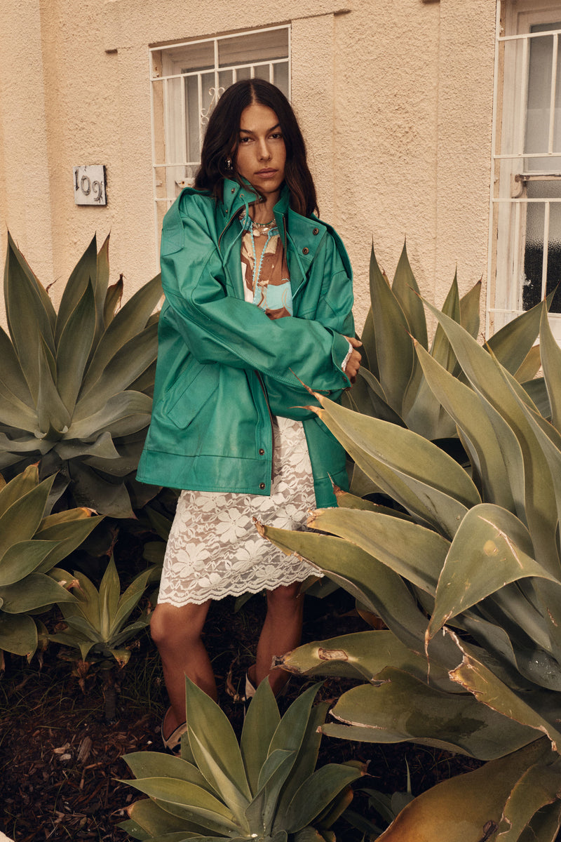 No Expectations Leather Jacket - Green