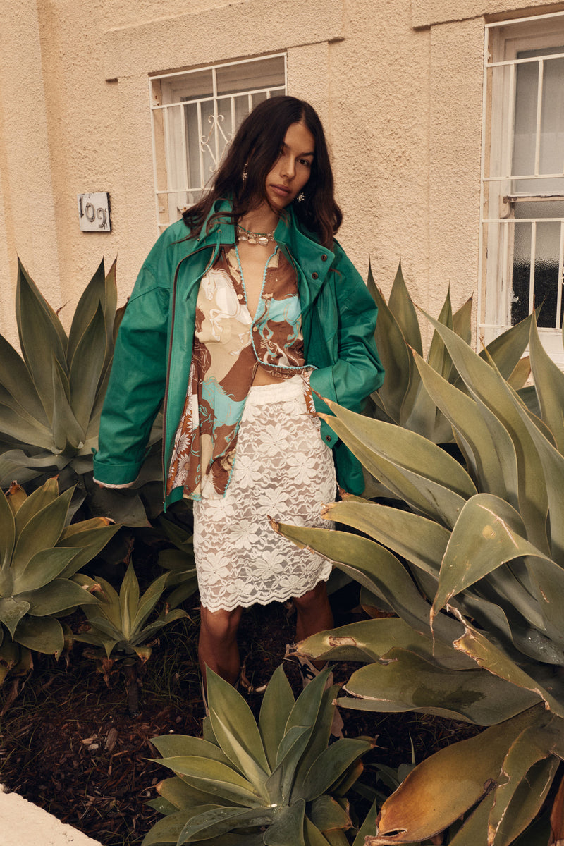 No Expectations Leather Jacket - Green