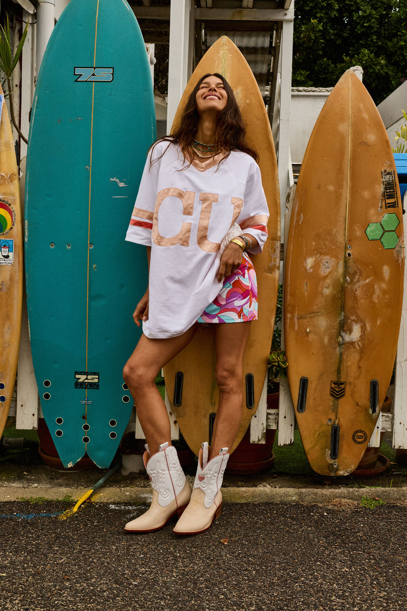 Boys of Summer Cotton, Lace + Silk Satin Tshirt