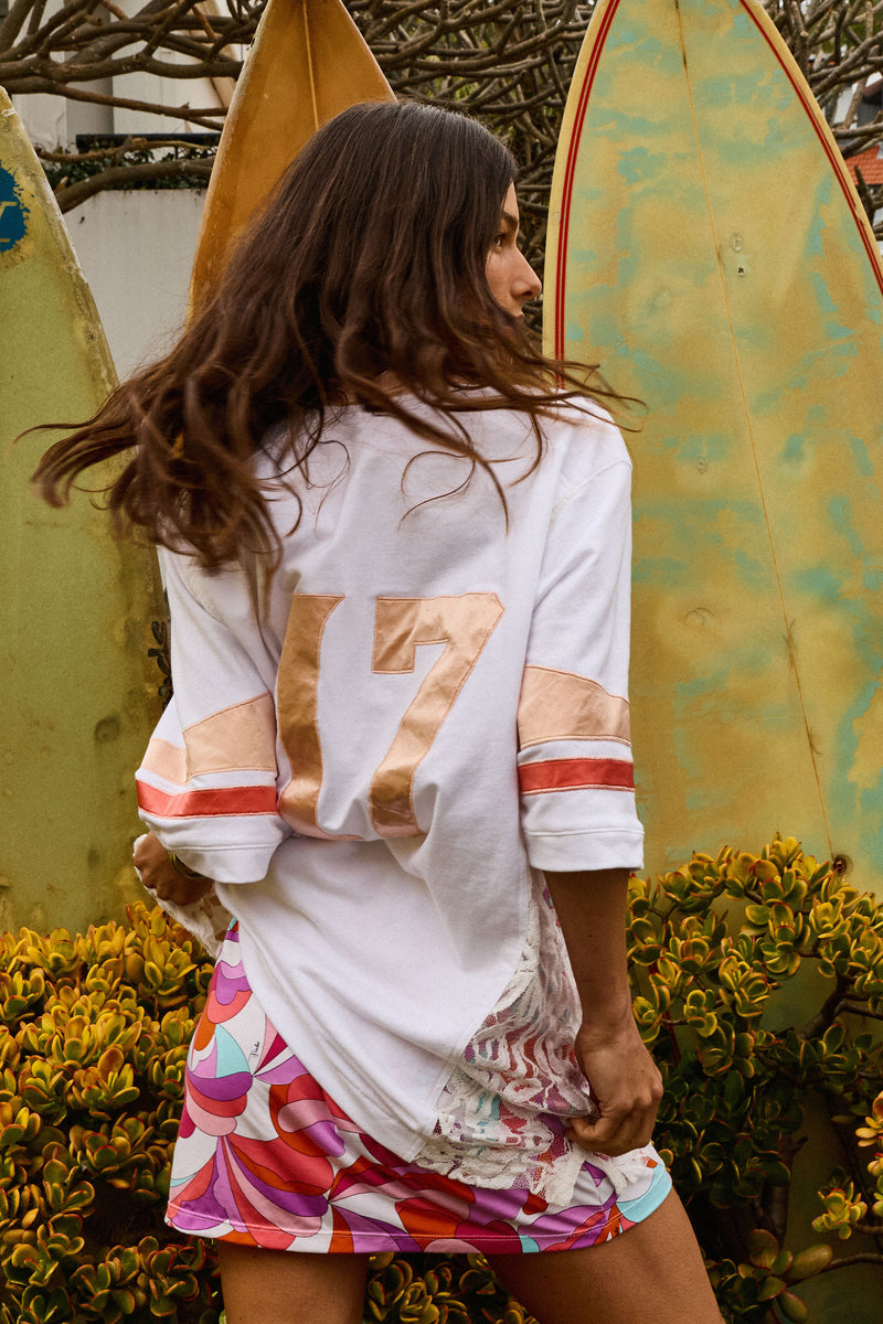 Boys of Summer Cotton, Lace + Silk Satin Tshirt