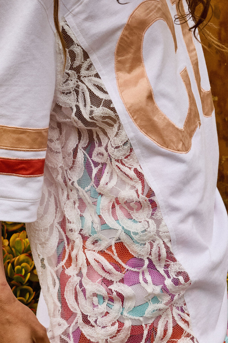 Boys of Summer Cotton, Lace + Silk Satin Tshirt