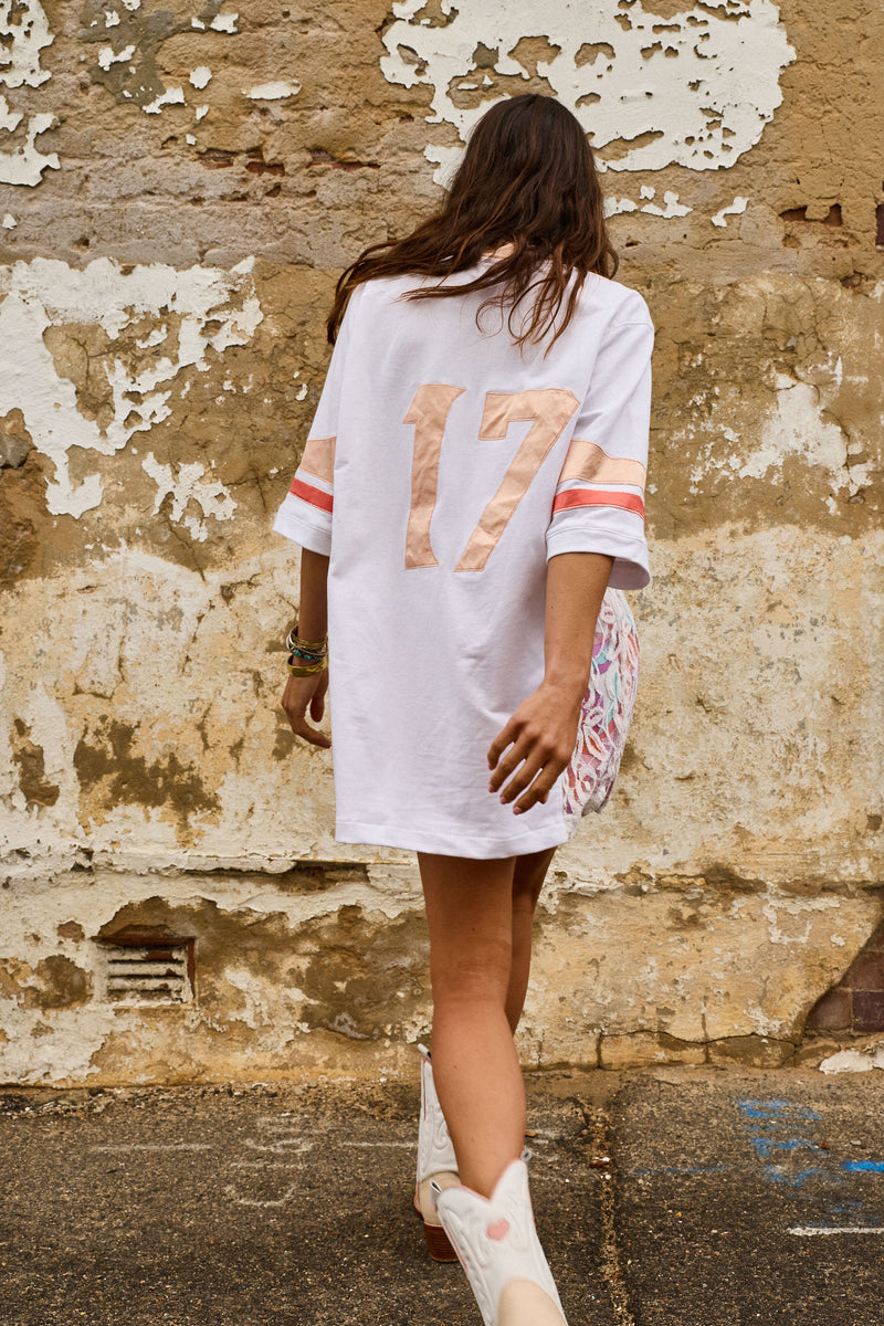 Boys of Summer Cotton, Lace + Silk Satin Tshirt