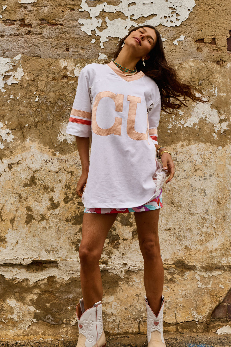 Boys of Summer Cotton, Lace + Silk Satin Tshirt