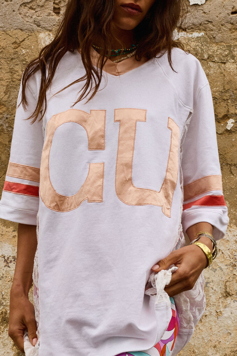 Boys of Summer Cotton, Lace + Silk Satin Tshirt