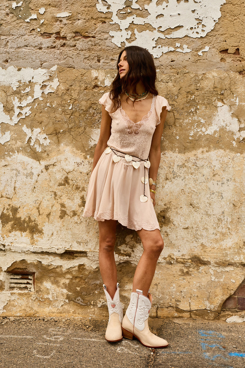 Darling Be Home Soon Silk + Lace Mini Dress