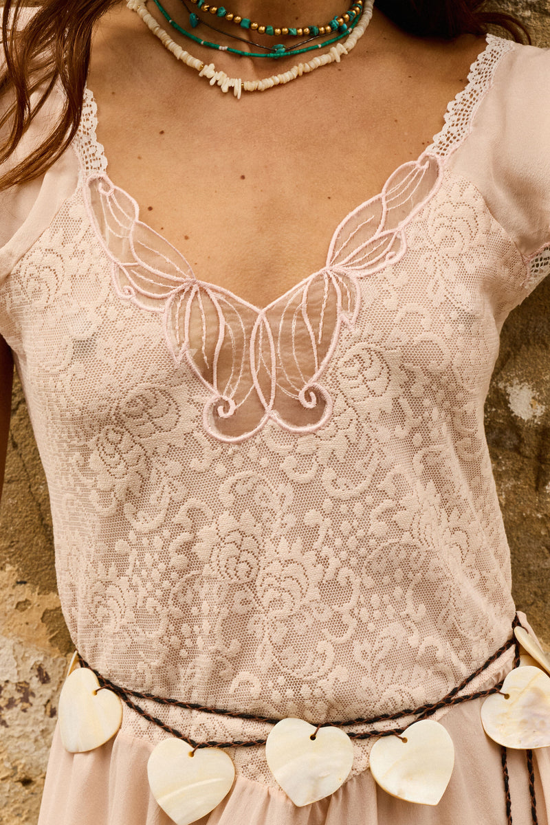 Darling Be Home Soon Silk + Lace Mini Dress