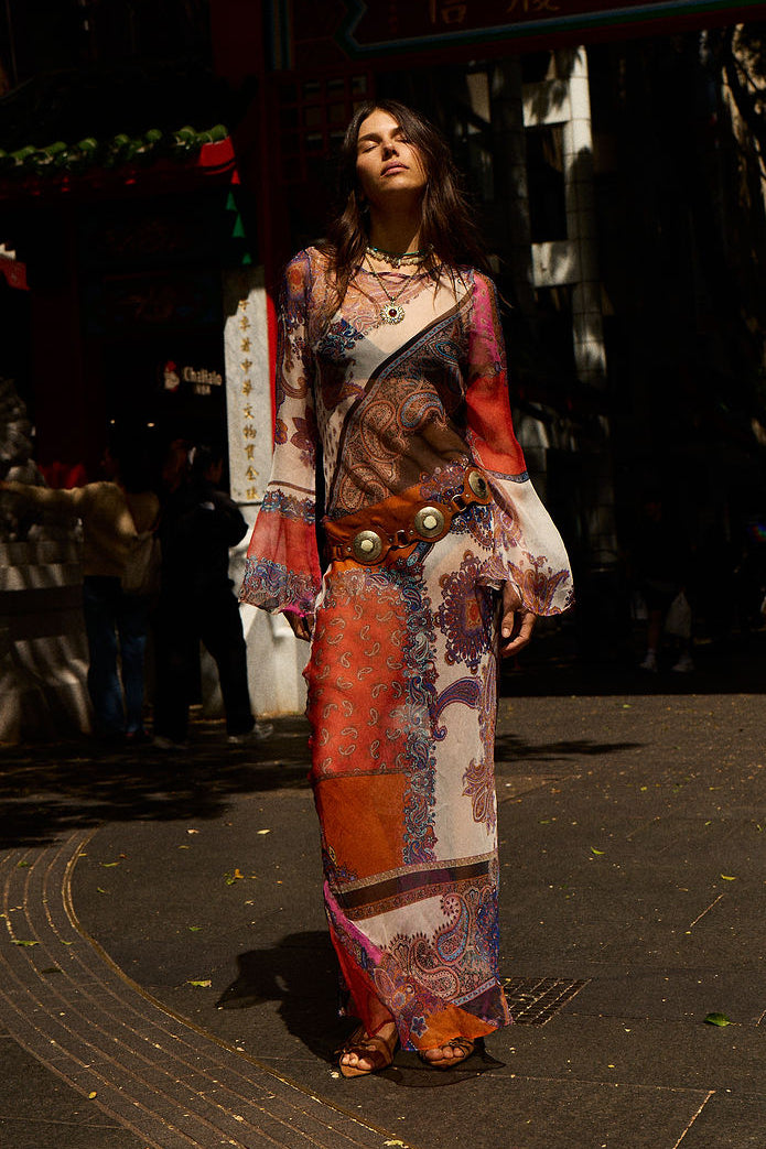Ruby Baby Silk Chiffon Maxi Dress - Marrakesh