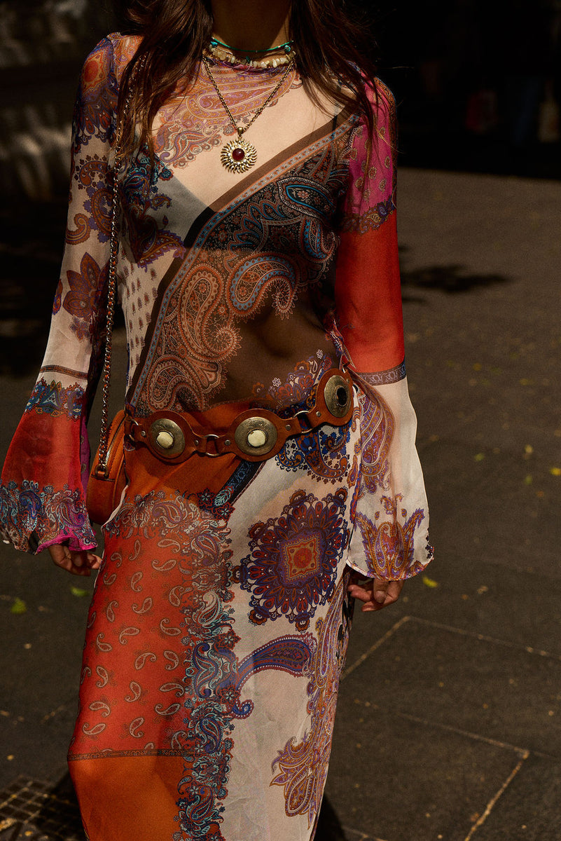 Ruby Baby Silk Chiffon Maxi Dress - Marrakesh