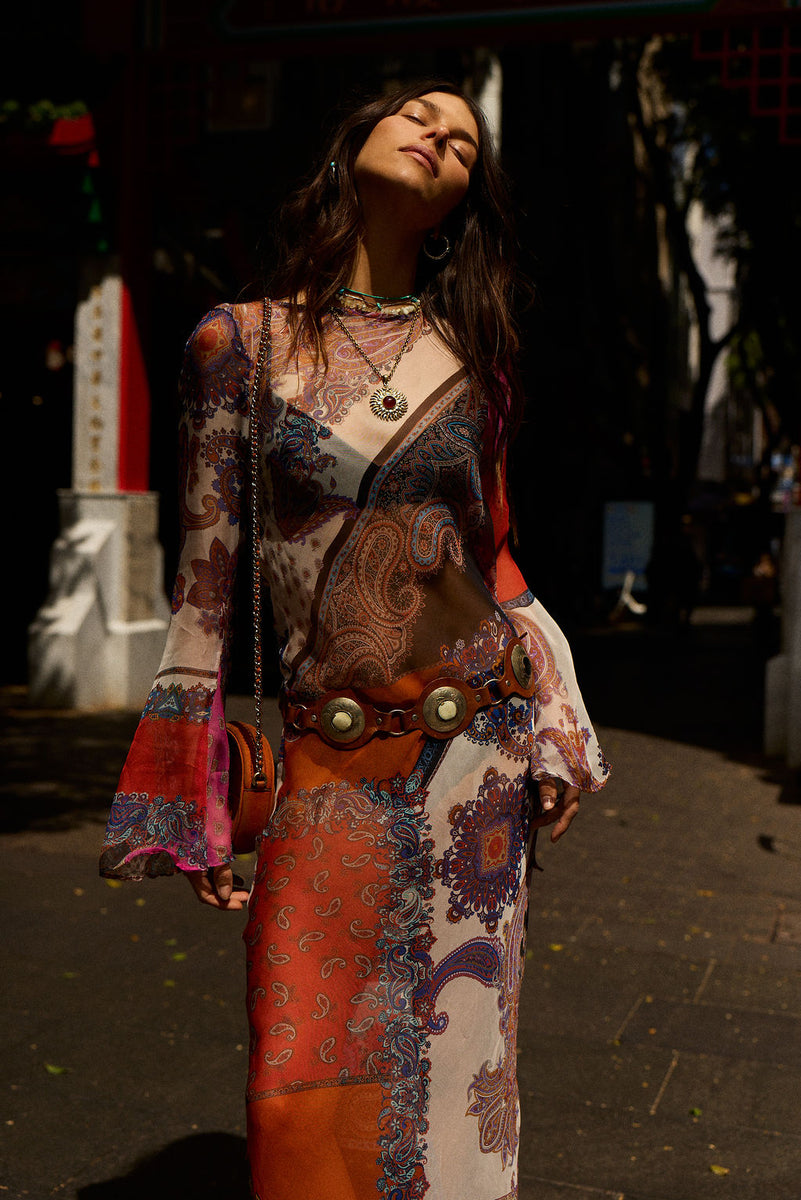 Ruby Baby Silk Chiffon Maxi Dress - Marrakesh