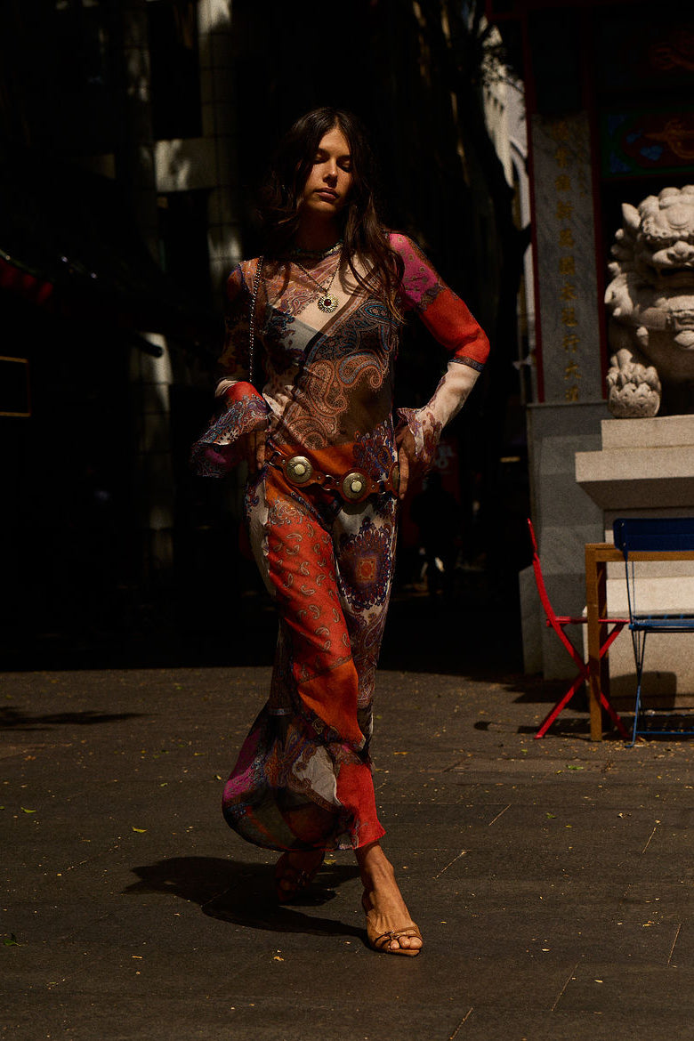 Ruby Baby Silk Chiffon Maxi Dress - Marrakesh