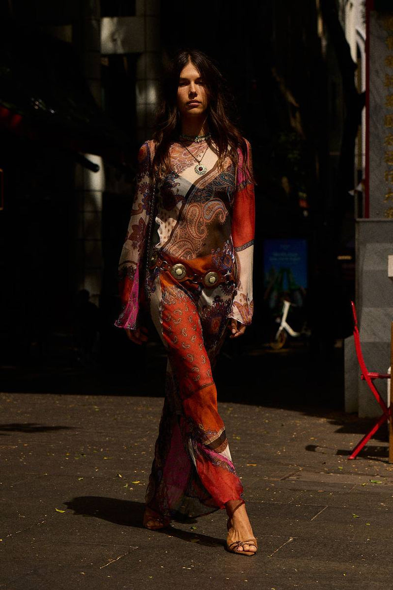 Ruby Baby Silk Chiffon Maxi Dress - Marrakesh