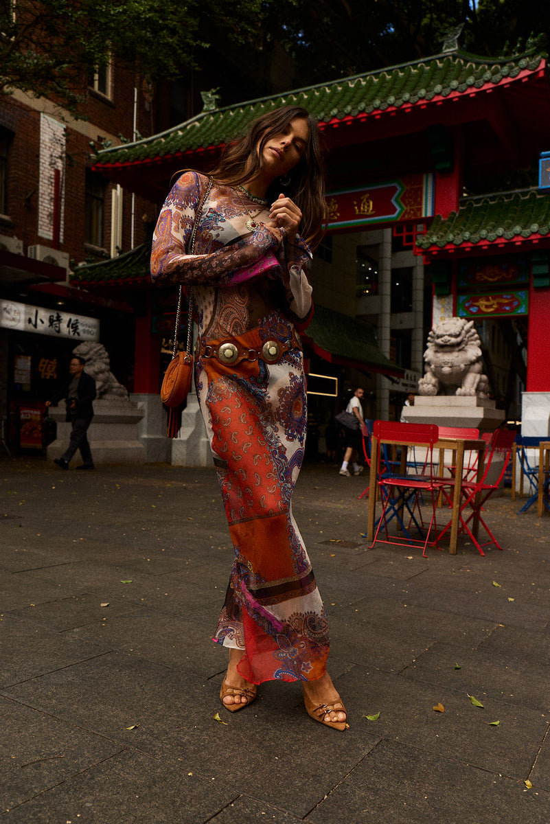 Ruby Baby Silk Chiffon Maxi Dress - Marrakesh