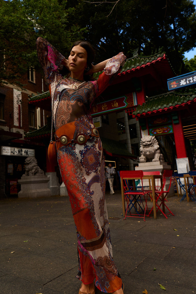 Ruby Baby Silk Chiffon Maxi Dress - Marrakesh
