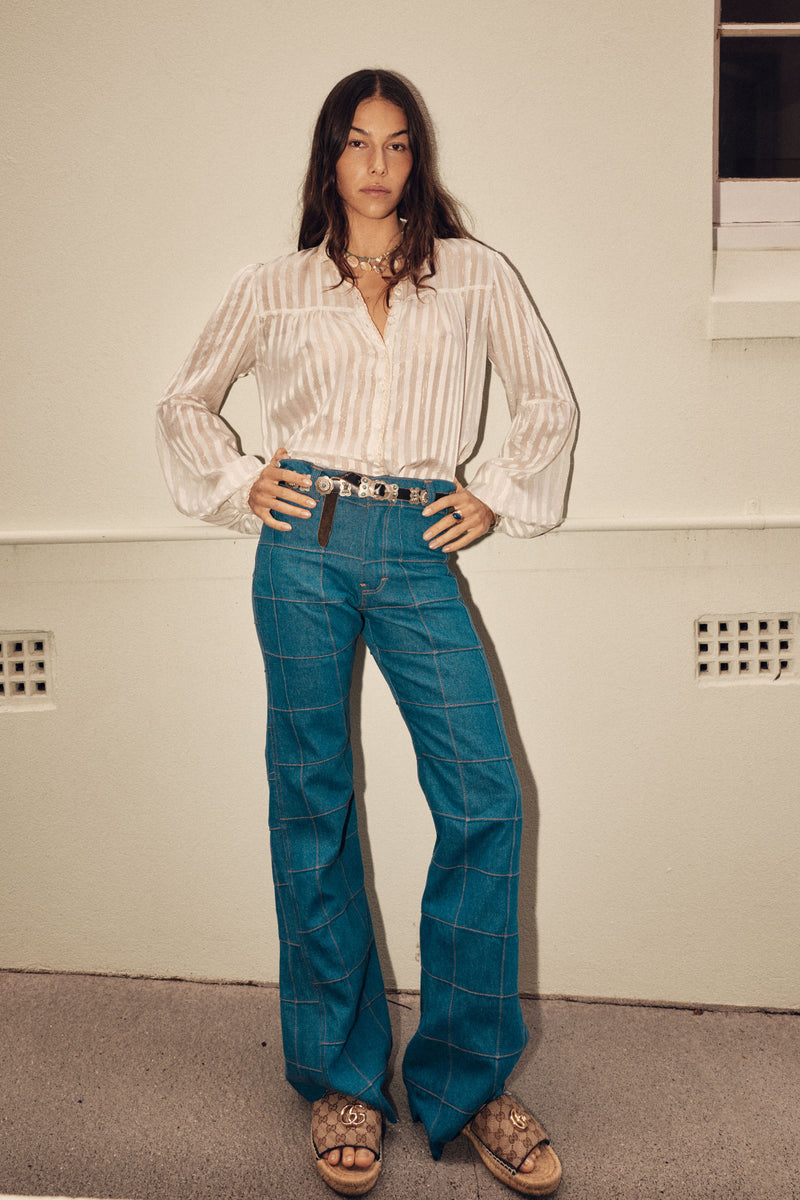 Break On Through Silk Blouse - Ivory Stripe