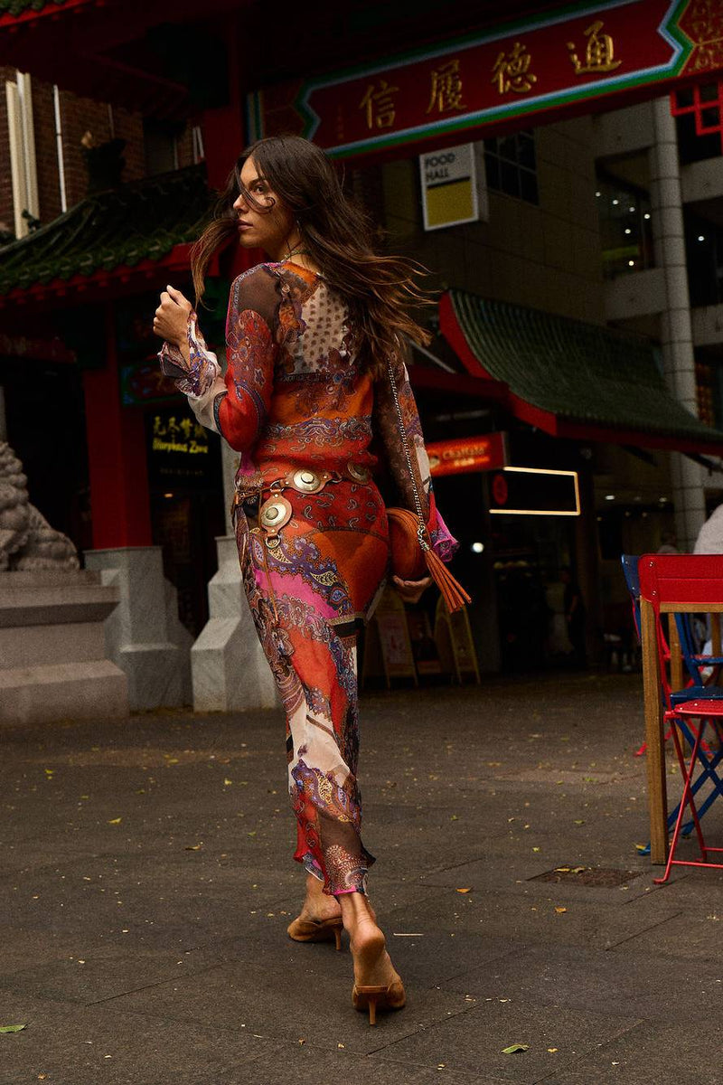 Ruby Baby Silk Chiffon Maxi Dress - Marrakesh