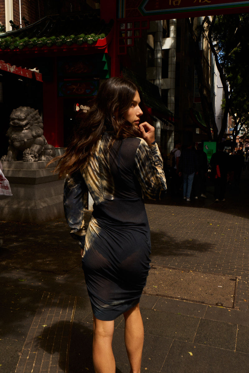 Midnight Confessions Silk Jersey Midi Dress - Dark Night