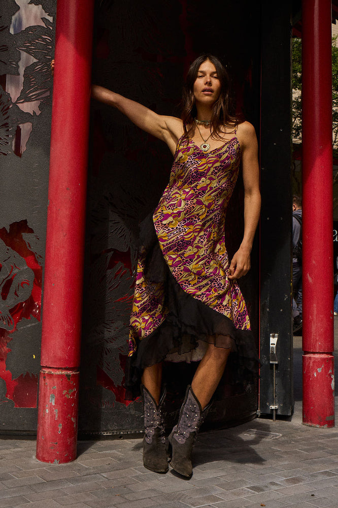 She's A Firecracker Silk Slip Dress - Wild Fuchsia
