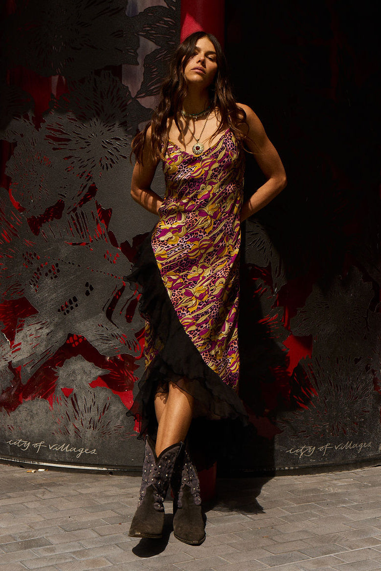She's A Firecracker Silk Slip Dress - Wild Fuchsia
