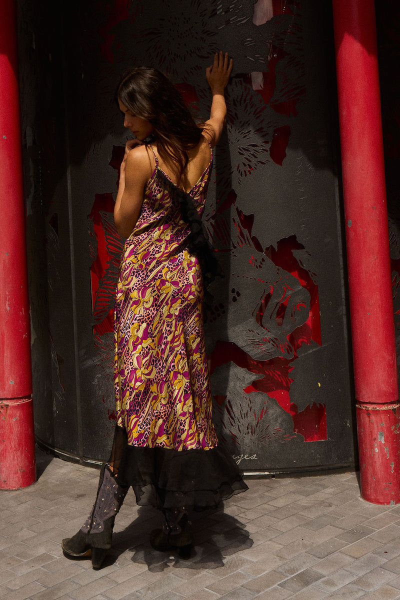 She's A Firecracker Silk Slip Dress - Wild Fuchsia