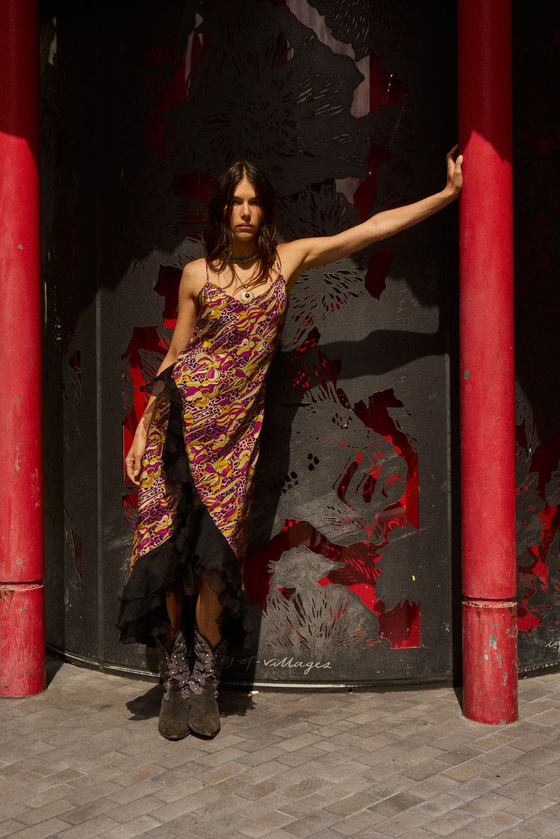 She's A Firecracker Silk Slip Dress - Wild Fuchsia