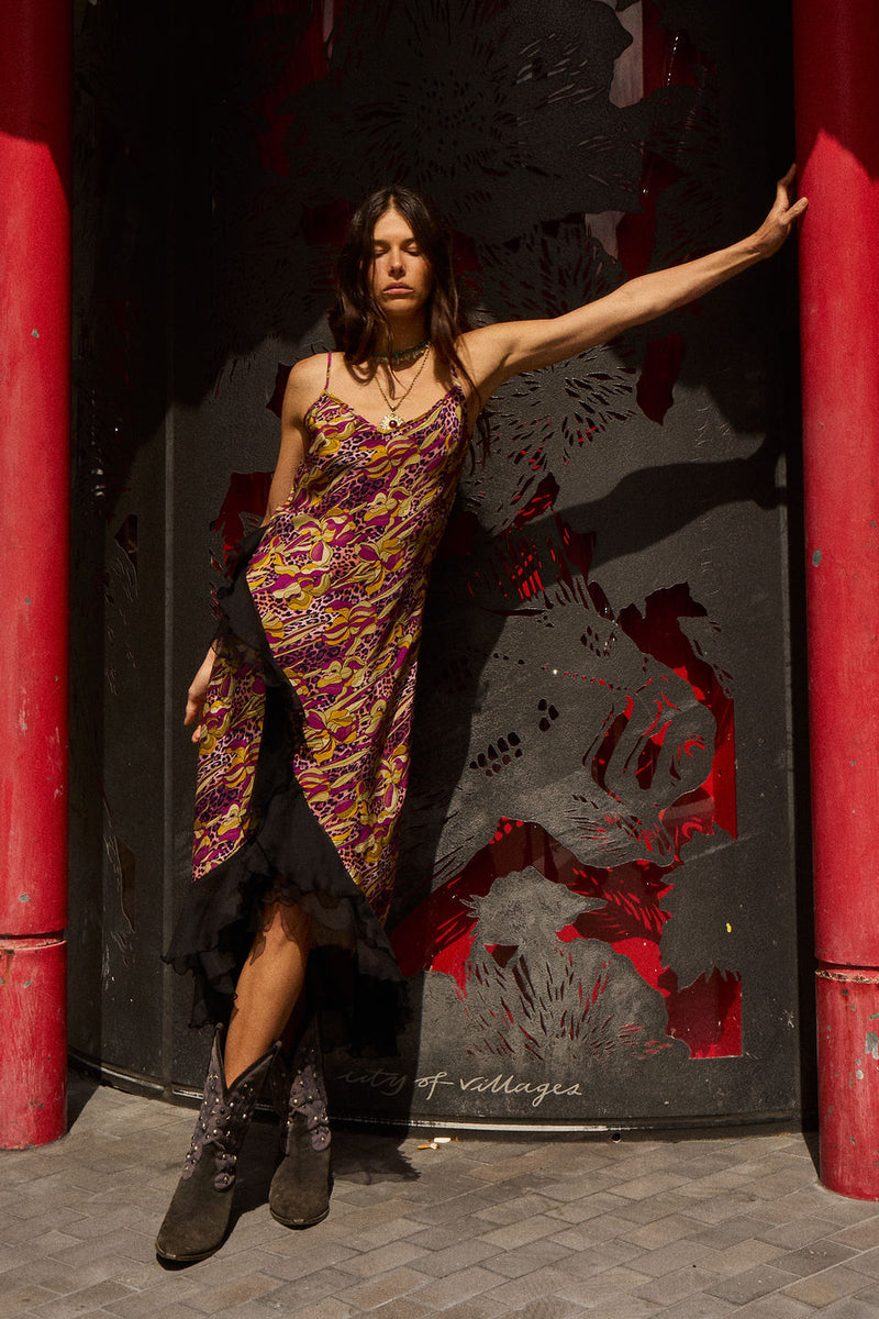 She's A Firecracker Silk Slip Dress - Wild Fuchsia