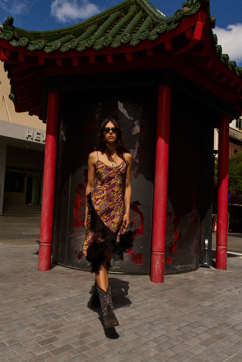 She's A Firecracker Silk Slip Dress - Wild Fuchsia
