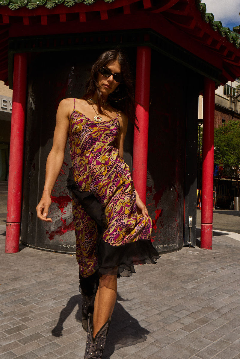 She's A Firecracker Silk Slip Dress - Wild Fuchsia