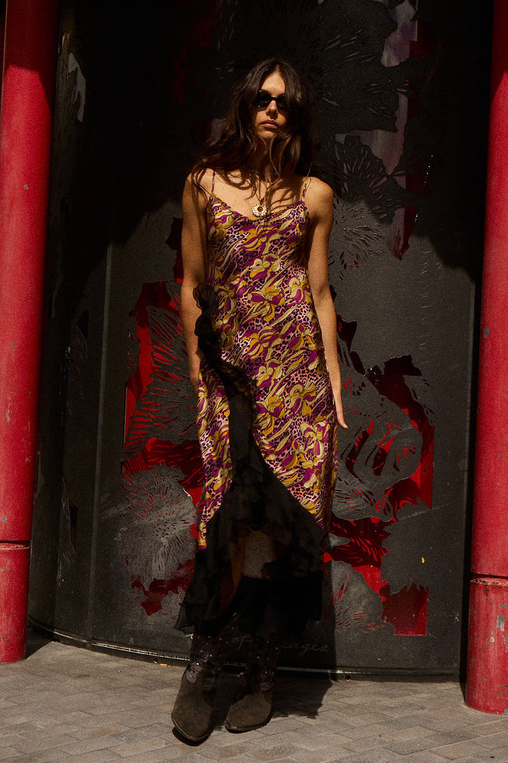She's A Firecracker Silk Slip Dress - Wild Fuchsia