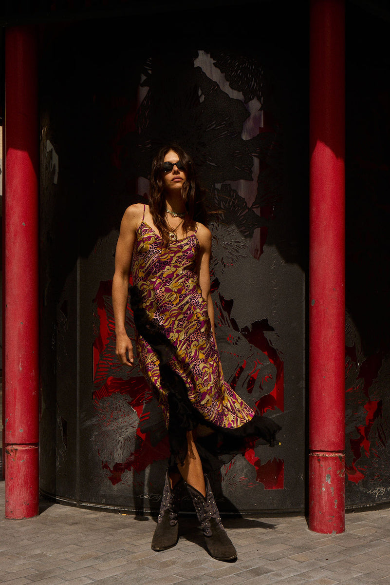 She's A Firecracker Silk Slip Dress - Wild Fuchsia
