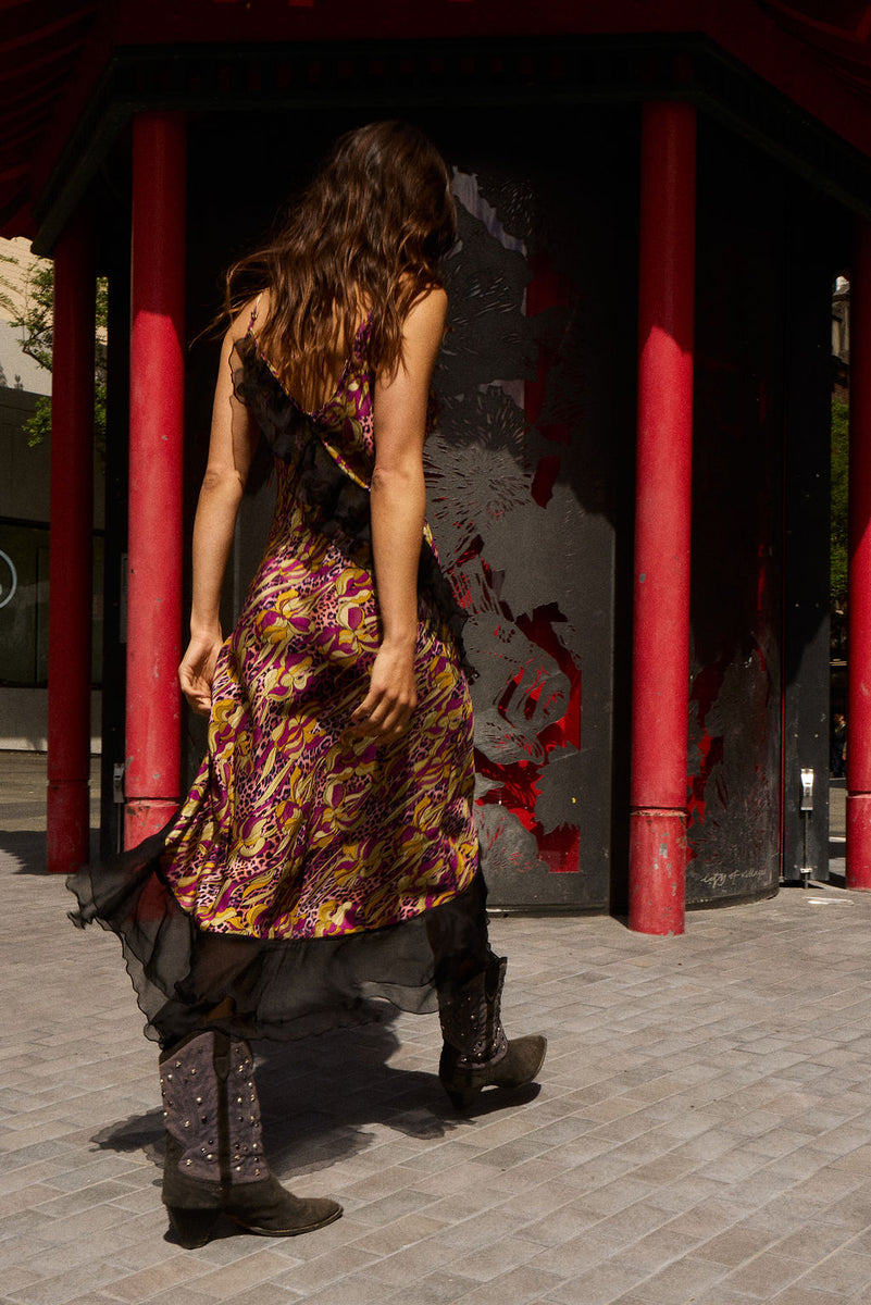 She's A Firecracker Silk Slip Dress - Wild Fuchsia